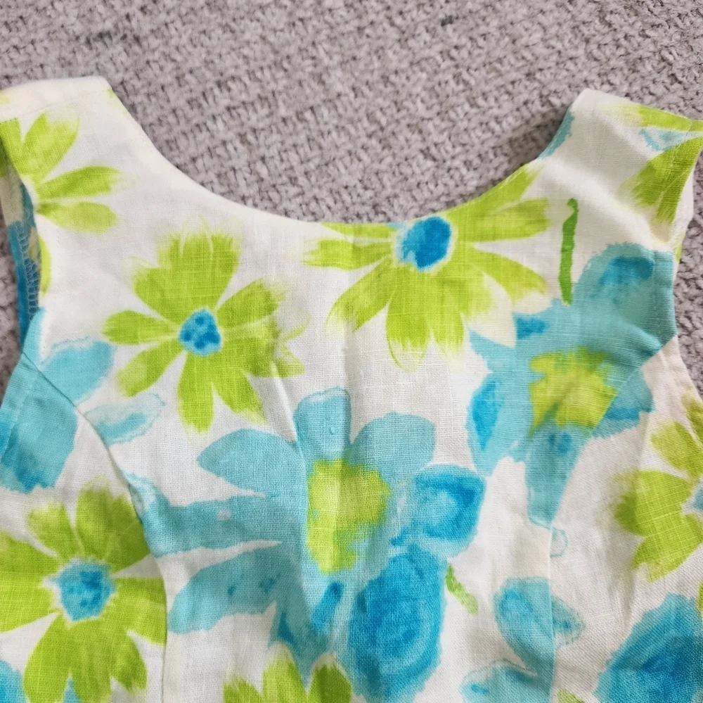 Vintage Floral Linen Skirt Set Size 10
